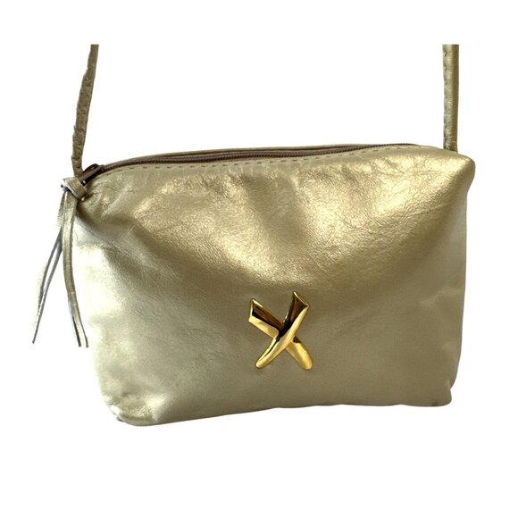 Paloma Picasso Gold Leather Crossbody Bag With Iconic X Logo & Zip Closure - Picture 3 of 12